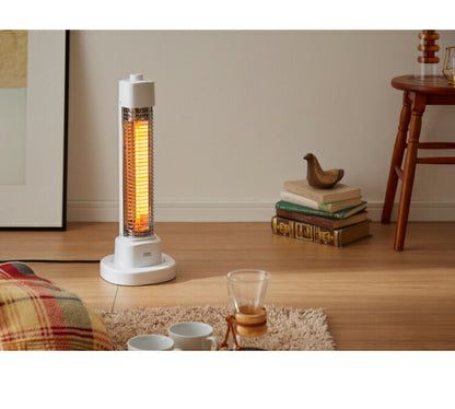 パッとつく電気ヒーター ヒーター 400W スリムタワー型 ハロゲンヒーター ホワイト
