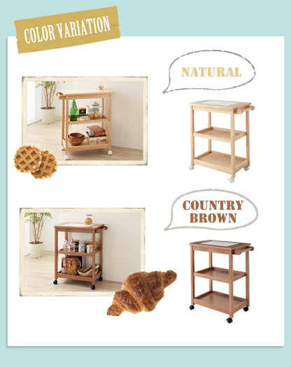 キッチンワゴン タイル 天板 スリム 木製 タイルトップ3段ワゴン 5段階可動棚 キャスター タオルハンガー カントリー モダン 北欧 おしゃれ 新生活 キッチン ダイニング 収納 収納ワゴン キッチンラック