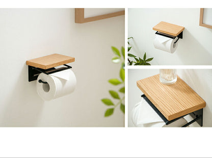 トイレットペーパーホルダー おしゃれ 木製 ショートタイプ シングル 1連 スチール 木 棚付き ナチュラル シンプル 北欧 トイレ収納 飾り棚 ペーパーホルダー ラック トイレットペーパー トイレ 【TAO】【タオ】