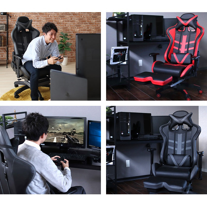 ゲーミングチェア オットマン ハイバック レーシングチェア 幅70 奥行70~158 高さ90~126cm 脚台  ゲーミングチェアー オフィスチェア パーソナルチェア リクライニングチェア デスクチェア チェア チェアー 椅子