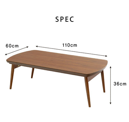 こたつ 折り畳み こたつテーブル 単品 幅110 奥行60 高さ36 ウォールナット ブラウン 木目 折りたたみ 省スペース 長方形 センターテーブル ローテーブル 北欧 おしゃれ(代引不可)