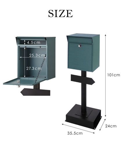 置き型 ポスト スタンドポスト 鍵付き ダイヤル錠 北欧 おしゃれ 一戸建て用 アンティーク シンプル 郵便ポスト ダイヤル式 メールボックス 新聞受け