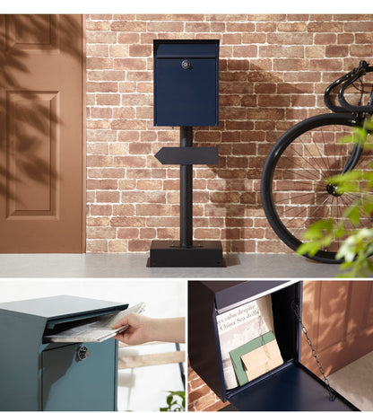 置き型 ポスト スタンドポスト 鍵付き ダイヤル錠 北欧 おしゃれ 一戸建て用 アンティーク シンプル 郵便ポスト ダイヤル式 メールボックス 新聞受け