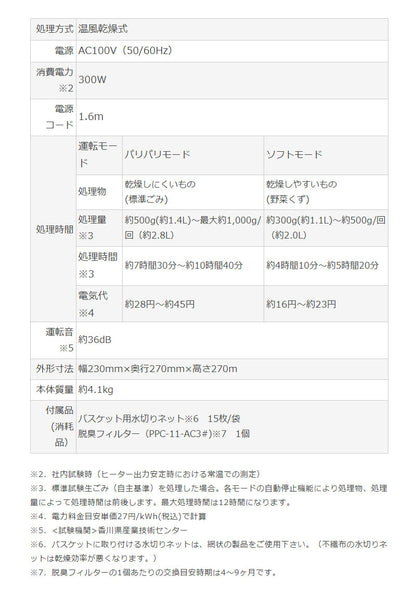 島産業 生ごみ減量乾燥機 パリパリキュー PPC-11-BK ブラック