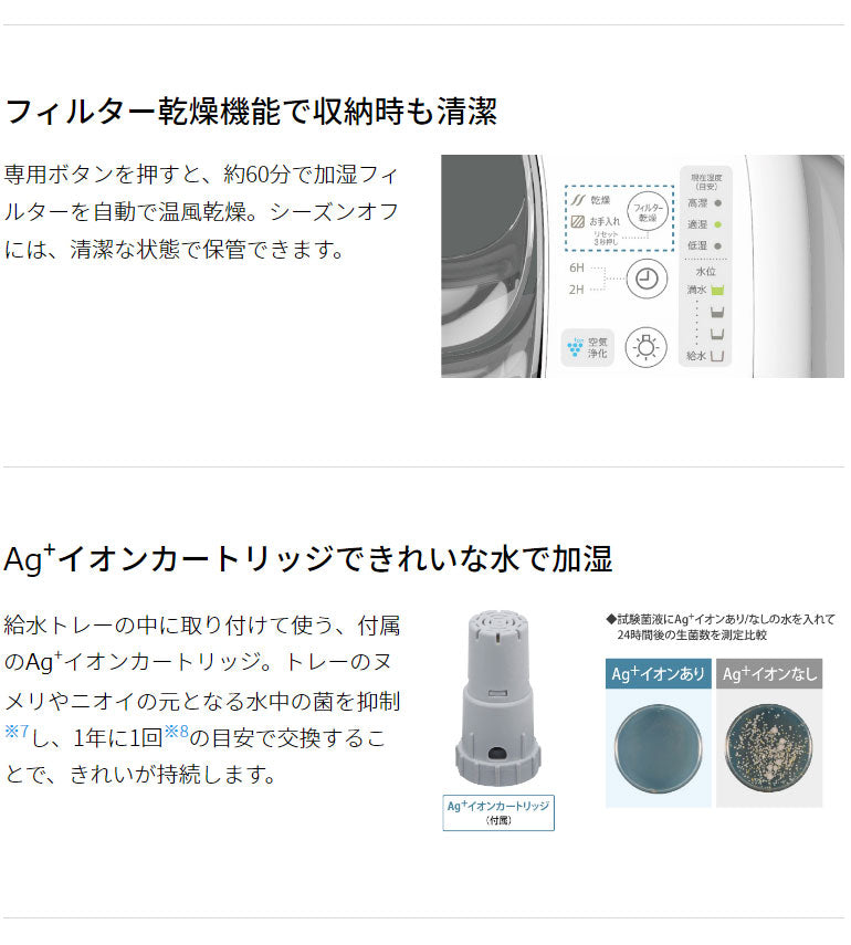 シャープ プラズマクラスター ハイブリッド加湿器 HV-P75-W 上から給水 ハイパワータイプ 抗菌加工パネル 長時間運転 エコモード(代引不可)