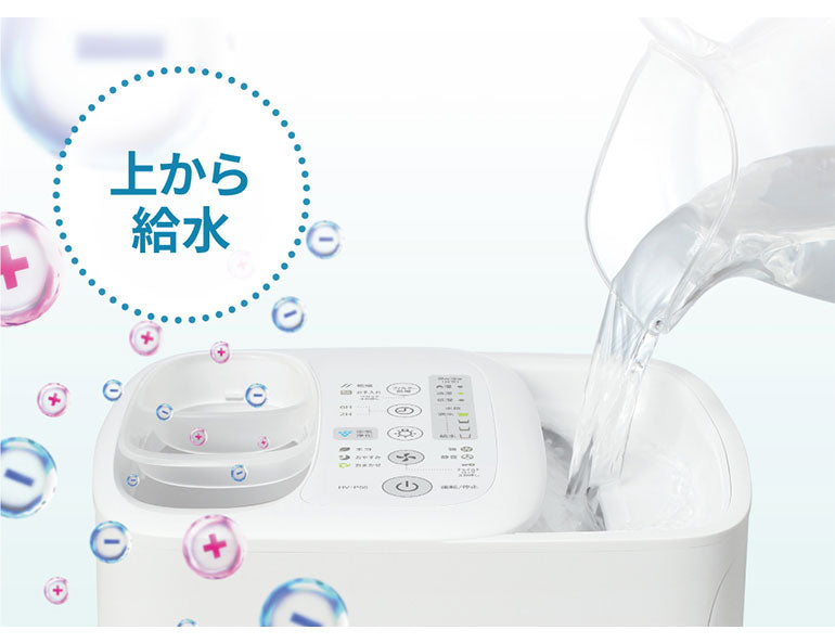 シャープ プラズマクラスター ハイブリッド加湿器 HV-P75-W 上から給水 ハイパワータイプ 抗菌加工パネル 長時間運転 エコモード(代引不可)