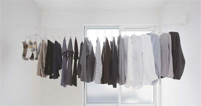 森田アルミ工業 pid 4M ピッドヨンエム 室内物干しワイヤー 部屋干し 洗濯 洗濯物 ハンガー タオル掛け 洗濯グッズ 自由伸縮 省スペース コンパクト シンプル 壁面取り付け 壁掛け ホワイト ロープ 備品 浴室 花粉対策 梅雨対策 おしゃれ 便利