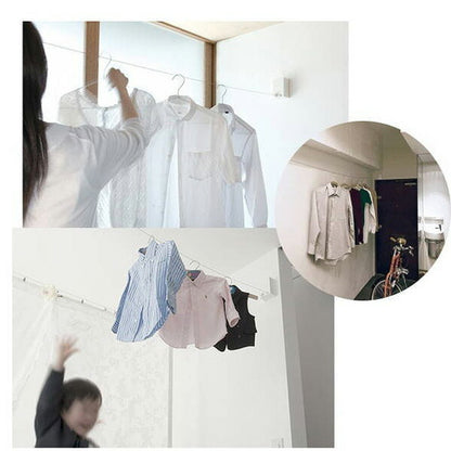 森田アルミ工業 pid 4M ピッドヨンエム 室内物干しワイヤー 部屋干し 洗濯 洗濯物 ハンガー タオル掛け 洗濯グッズ 自由伸縮 省スペース コンパクト シンプル 壁面取り付け 壁掛け ホワイト ロープ 備品 浴室 花粉対策 梅雨対策 おしゃれ 便利