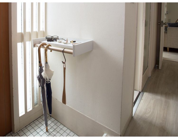 【※法人様限定販売】 森田アルミ工業 多目的シェルフ Wally ウォーリー W1650 ミルクホワイト WAL16-WH 室内 物干し 省スペース コンパクト 壁付け ラック おしゃれ かわいい シンプル