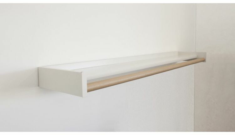 【※法人様限定販売】 森田アルミ工業 多目的シェルフ Wally ウォーリー W1250 ミルクホワイト×バーチ WAL12-WB 室内 物干し 省スペース コンパクト 壁付け ラック おしゃれ かわいい シンプル