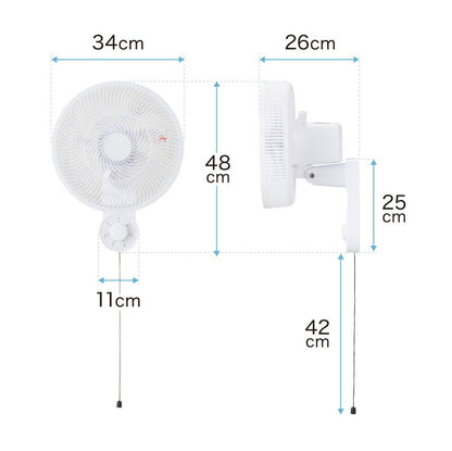 simplus 壁掛け扇風機 メカ式 30cm 7枚羽 扇風機 シンプル 首振り 風量3段階 ダイヤル式 お手入れ簡単 コンパクト 省スペース 紐付き 換気 羽根分解 洗える シンプラス SP-30KMD-01 【メーカー1年保証】