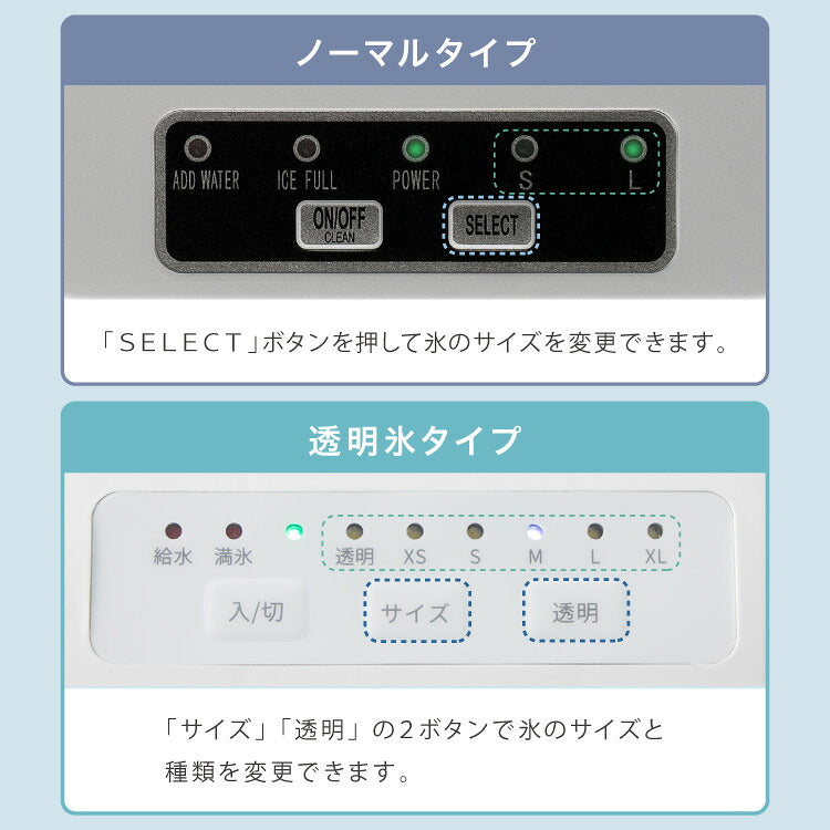 製氷機 透明氷タイプ ノーマルタイプ 最短6分 サイズ調整可能 連続製氷 自動洗浄 simplus シンプラス SP-CED03 SP-CED04【メーカー1年保証】