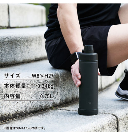 象印 シームレスせん 食洗機対応 ステンレスクールボトル 750ml SD-KA60 TUFF 水筒 ボトル パッキン無し パッキン一体型 ステンレスボトル 魔法瓶 おしゃれ ZOJIRUSHI