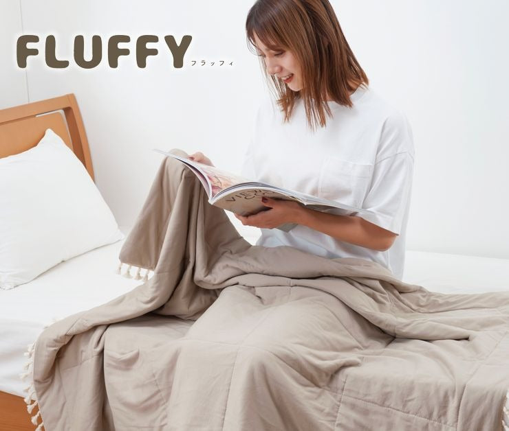 ふわふわお昼寝ケットL レーヨンケット 140×100cm FLUFFY フラッフィー 接触冷感 Q-max:0.24 フリンジ キルトケット ふわとろケット ハーフケット Lサイズ おしゃれ かわいい