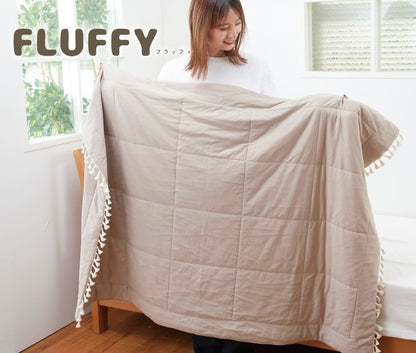 ふわふわお昼寝ケットL レーヨンケット 140×100cm FLUFFY フラッフィー 接触冷感 Q-max:0.24 フリンジ キルトケット ふわとろケット ハーフケット Lサイズ おしゃれ かわいい