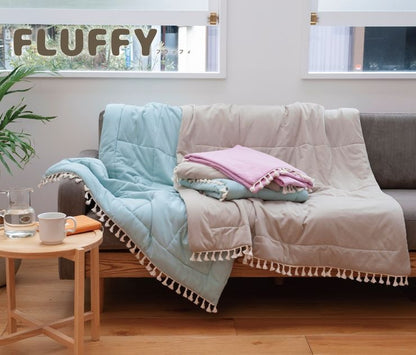 ふわふわお昼寝ケットL レーヨンケット 140×100cm FLUFFY フラッフィー 接触冷感 Q-max:0.24 フリンジ キルトケット ふわとろケット ハーフケット Lサイズ おしゃれ かわいい