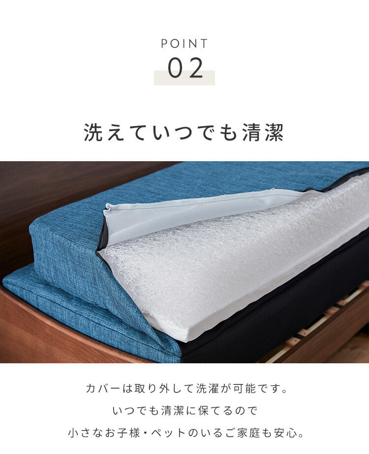 ※オプション [Dorothy II ソファーベッド 幅200cm専用] 専用替えカバー カバー単品 クッション付 ライトグレー ブルー 洗える ファブリック生地 洗い替え ソファカバー ドロシー2専用(代引不可)