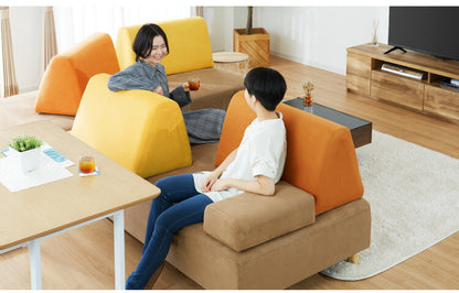 ソファ 背もたれ クッション 単品 背面クッション アイランドソファ用 背クッション ファブリック イエロー オレンジ ピンク 背中 三角(代引不可)