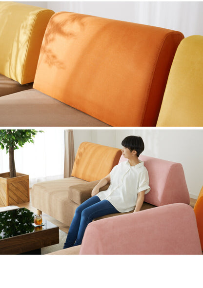 ソファ 背もたれ クッション 単品 背面クッション アイランドソファ用 背クッション ファブリック イエロー オレンジ ピンク 背中 三角(代引不可)