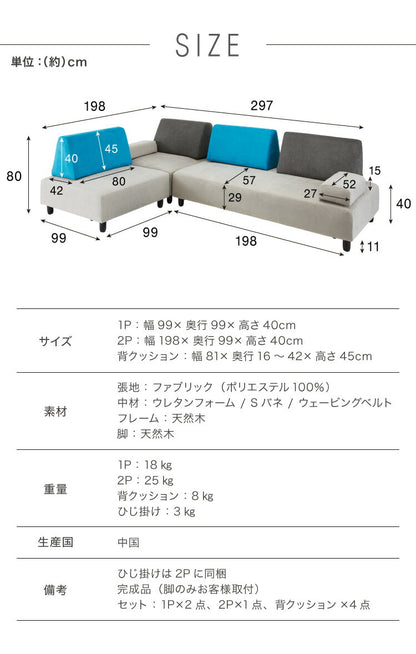 アイランドソファ ソファ 4人掛け 組み換え自由 間仕切り カウチソファ おしゃれ ローソファ ソファーセット 大きい L字 ベロア オットマン グレー ブルー(代引不可)