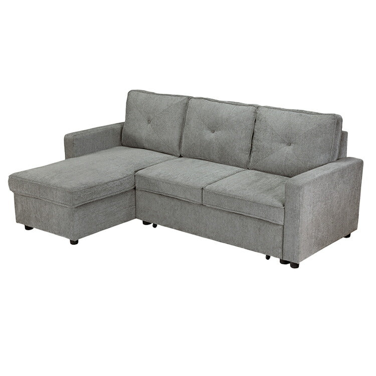 カウチソファ 幅210cm グレー ソファ ファブリック 収納機能付き 3人 引き出し方式 新生活 ファミリー 一人暮らし シンプル 触り心地 座り心地 おしゃれ ゆったり L字 ノックダウン式(代引不可)