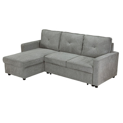 カウチソファ 幅210cm グレー ソファ ファブリック 収納機能付き 3人 引き出し方式 新生活 ファミリー 一人暮らし シンプル 触り心地 座り心地 おしゃれ ゆったり L字 ノックダウン式(代引不可)