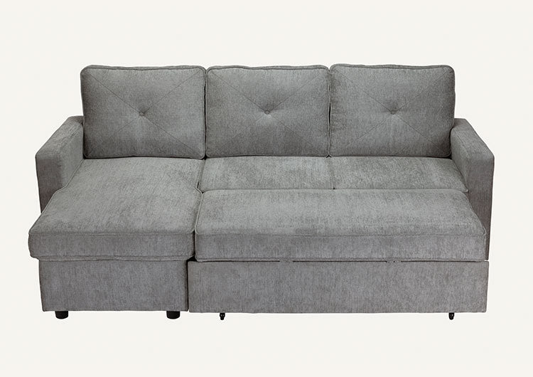 カウチソファ 幅210cm グレー ソファ ファブリック 収納機能付き 3人 引き出し方式 新生活 ファミリー 一人暮らし シンプル 触り心地 座り心地 おしゃれ ゆったり L字 ノックダウン式(代引不可)