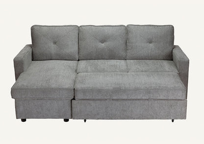 カウチソファ 幅210cm グレー ソファ ファブリック 収納機能付き 3人 引き出し方式 新生活 ファミリー 一人暮らし シンプル 触り心地 座り心地 おしゃれ ゆったり L字 ノックダウン式(代引不可)