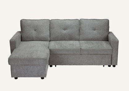 カウチソファ 幅210cm グレー ソファ ファブリック 収納機能付き 3人 引き出し方式 新生活 ファミリー 一人暮らし シンプル 触り心地 座り心地 おしゃれ ゆったり L字 ノックダウン式(代引不可)