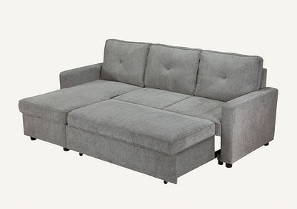 カウチソファ 幅210cm グレー ソファ ファブリック 収納機能付き 3人 引き出し方式 新生活 ファミリー 一人暮らし シンプル 触り心地 座り心地 おしゃれ ゆったり L字 ノックダウン式(代引不可)