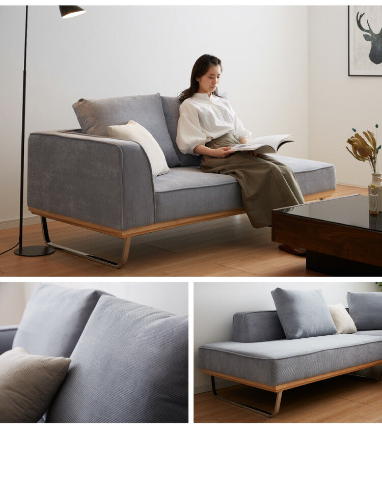 ソファ カウチソファ ソファー sofa 幅185 コーナーソファ コーデュロイ ソファー 2人掛け 二人掛け ファブリック 布 ブルー グリーン スチール ローバック カーキ(代引不可)