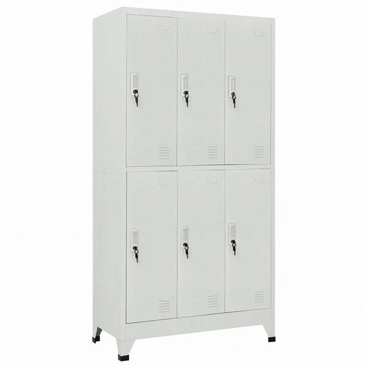 vidaXL ロッカーキャビネット 収納スペース6点 スチール 90x45x180cm グレー家具 キャビネット&収納 収納キャビネット・ロッカー(代引不可)