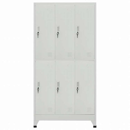 vidaXL ロッカーキャビネット 収納スペース6点 スチール 90x45x180cm グレー家具 キャビネット&収納 収納キャビネット・ロッカー(代引不可)