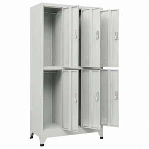 vidaXL ロッカーキャビネット 収納スペース6点 スチール 90x45x180cm グレー家具 キャビネット&収納 収納キャビネット・ロッカー(代引不可)