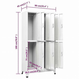 vidaXL ロッカーキャビネット 収納スペース6点 スチール 90x45x180cm グレー家具 キャビネット&収納 収納キャビネット・ロッカー(代引不可)