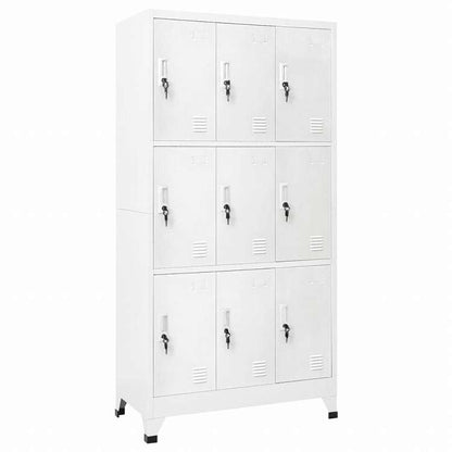 vidaXL ロッカーキャビネット 収納スペース9点 スチール 90x45x180cm グレー家具 キャビネット&収納 収納キャビネット・ロッカー(代引不可)