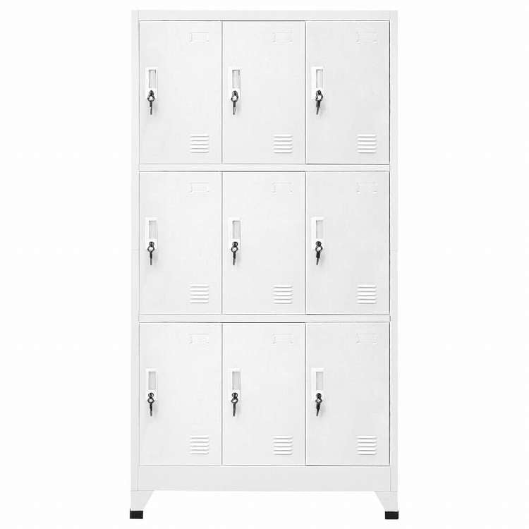 vidaXL ロッカーキャビネット 収納スペース9点 スチール 90x45x180cm グレー家具 キャビネット&収納 収納キャビネット・ロッカー(代引不可)