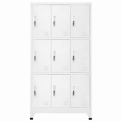 vidaXL ロッカーキャビネット 収納スペース9点 スチール 90x45x180cm グレー家具 キャビネット&収納 収納キャビネット・ロッカー(代引不可)