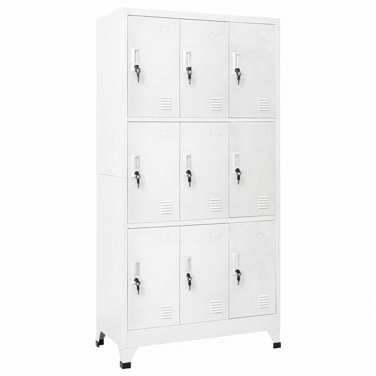 vidaXL ロッカーキャビネット 収納スペース9点 スチール 90x45x180cm グレー家具 キャビネット&収納 収納キャビネット・ロッカー(代引不可)