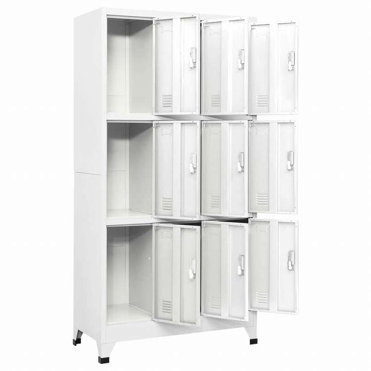 vidaXL ロッカーキャビネット 収納スペース9点 スチール 90x45x180cm グレー家具 キャビネット&収納 収納キャビネット・ロッカー(代引不可)