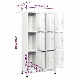 vidaXL ロッカーキャビネット 収納スペース9点 スチール 90x45x180cm グレー家具 キャビネット&収納 収納キャビネット・ロッカー(代引不可)