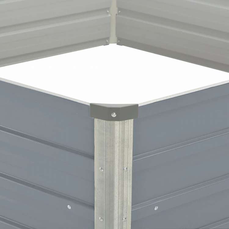 vidaXL レイズドガーデンプランター 129x129x46cm 亜鉛メッキ鋼製 グレーホーム&ガーデン 芝&ガーデン ガーデニング 鉢植え・プランター(代引不可)