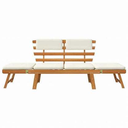 vidaXL ガーデンベンチ クッション付き 2-in-1 190cm アカシアの無垢材家具 アウトドア家具 屋外椅子 アウトドアベンチ(代引不可)