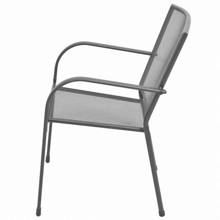 vidaXL 積み重ね可能 ガーデンチェア 2点 スチール製 グレー家具 アウトドア家具 屋外椅子 アウトドアベンチチェア(代引不可)