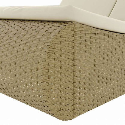 vidaXL 屋外ラウンジベッド ポリラタン製 ベージュ家具 アウトドア家具 屋外ベッド(代引不可)