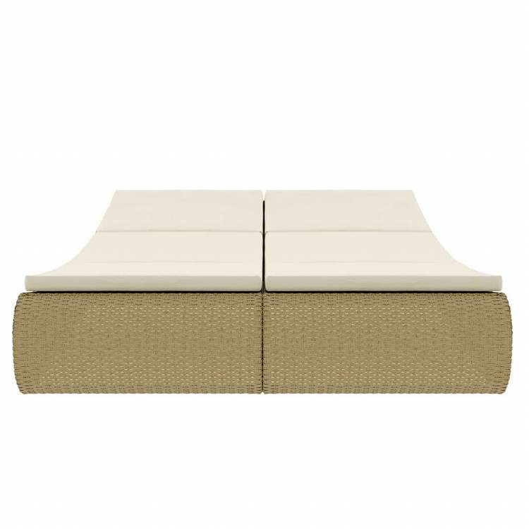 vidaXL 屋外ラウンジベッド ポリラタン製 ベージュ家具 アウトドア家具 屋外ベッド(代引不可)