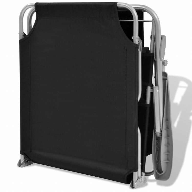 vidaXL サンラウンジャー キャノピー付き スチール製 ブラック家具 アウトドア家具 屋外椅子 サンラウンジャー(代引不可)