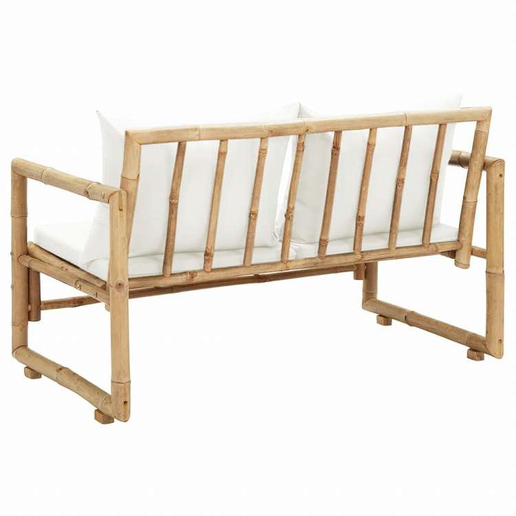 vidaXL 2人掛けガーデンソファ クッション付き 竹製家具 アウトドア家具 屋外椅子 アウトドアベンチ(代引不可)