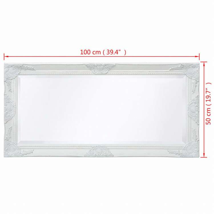 vidaXL ウォールミラー バロック調 100x50cm ホワイトホーム&ガーデン デコレーション 鏡(代引不可)