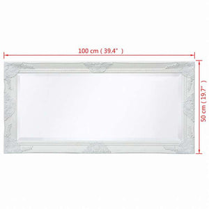 vidaXL ウォールミラー バロック調 100x50cm ホワイトホーム&ガーデン デコレーション 鏡(代引不可)
